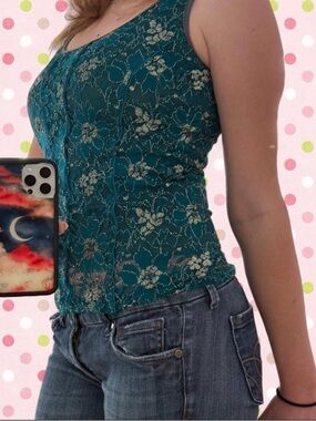 gorgeous 2000s teal laced top